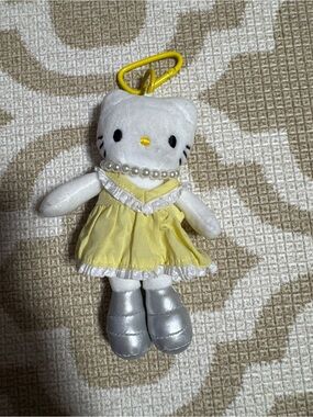 Hello Kitty Yellow Dress Plush Keychain with Silver Booties